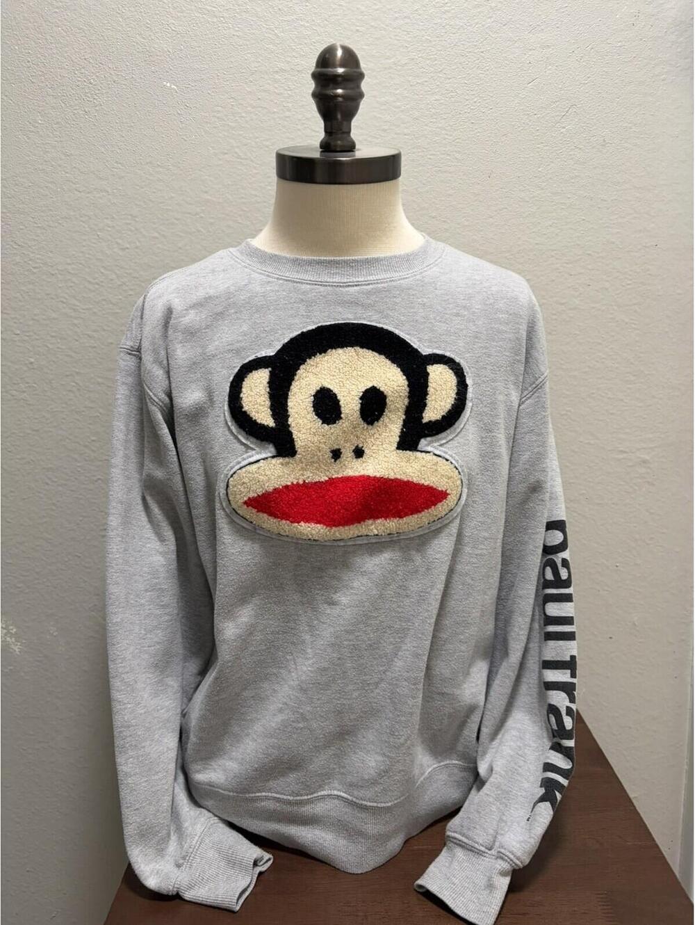 Paul Frank Julius Monkey Sweatshirt Gray Y2K Juniors L